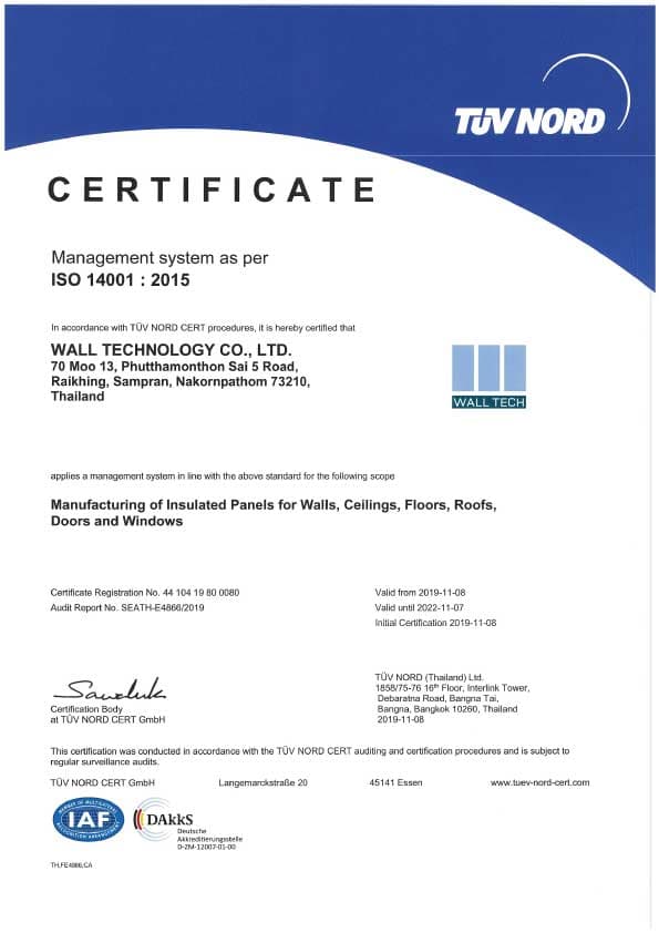 Certificate ISO14000 2015