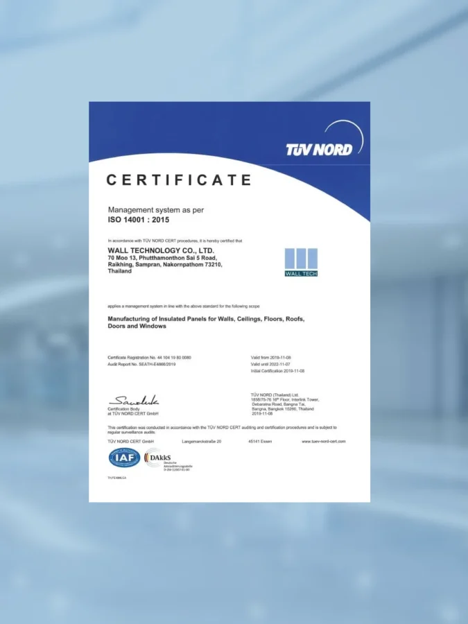 Certificate ISO14000 2015